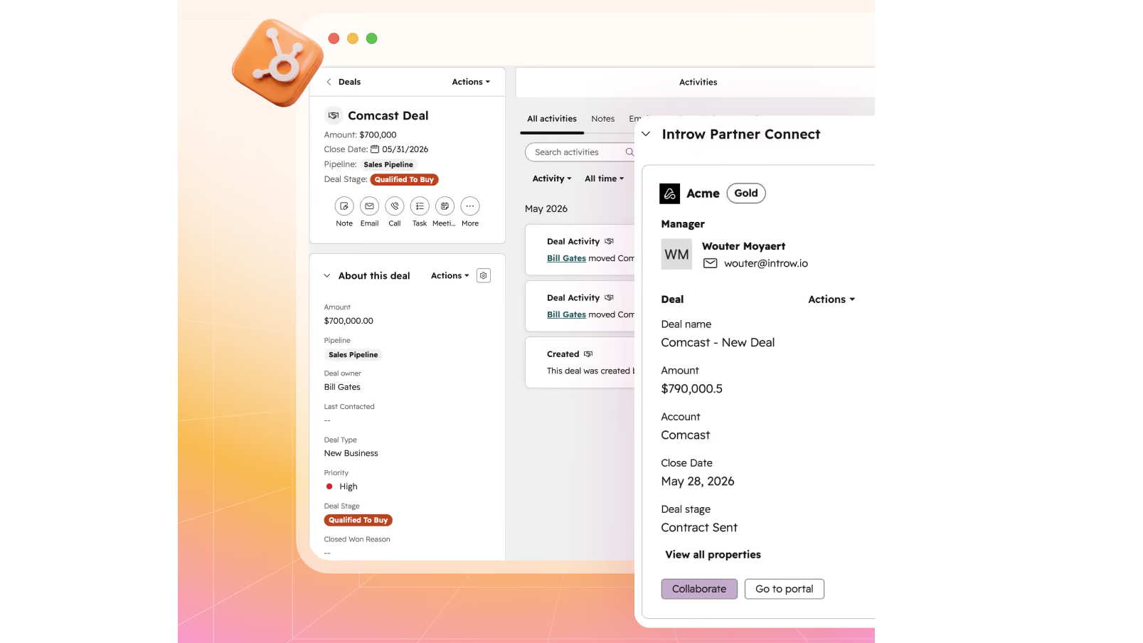 Screenshot of in-app collaboration